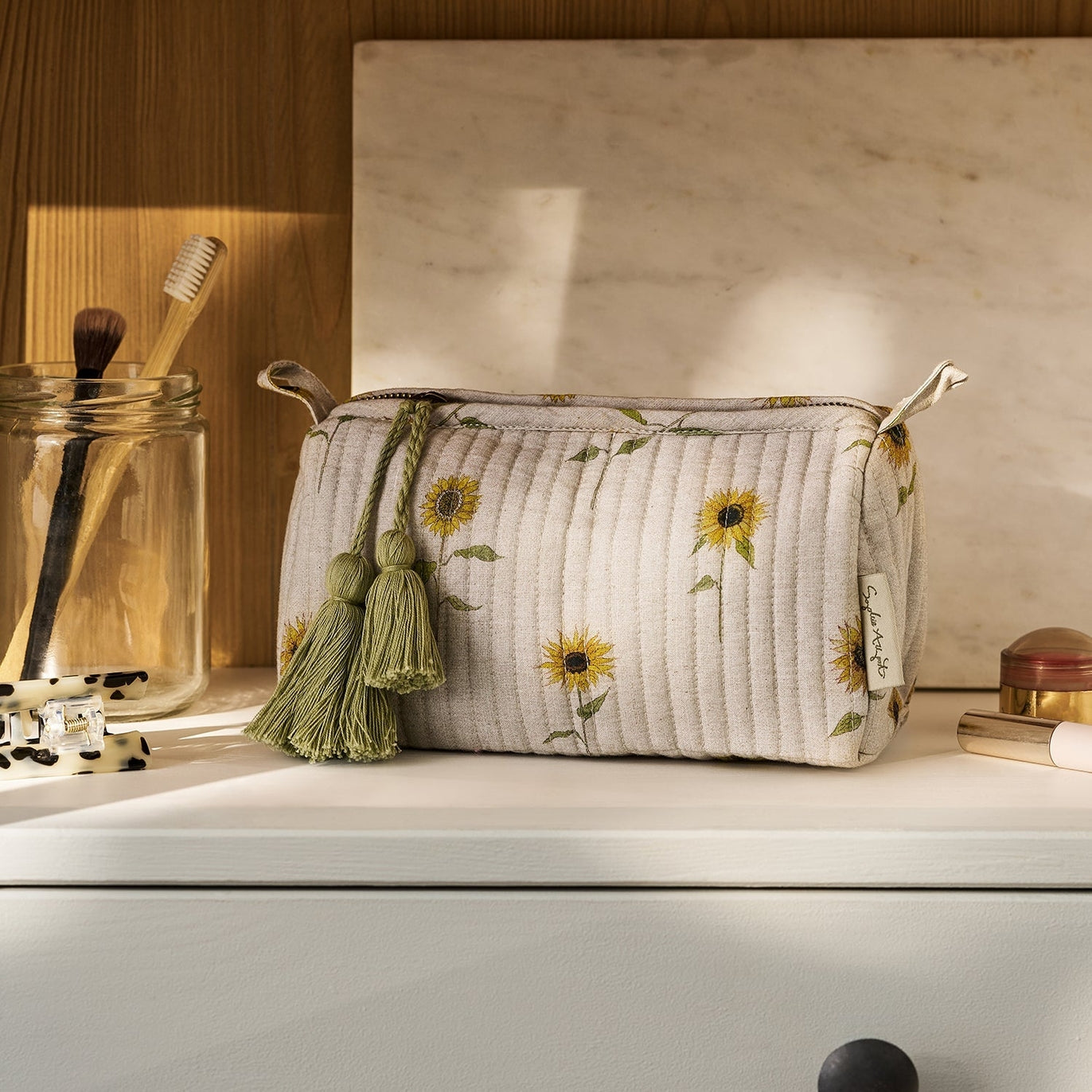 Sunflower Makeup Bag Wild Floral Cotton Makeup Bag by Sophie Allport