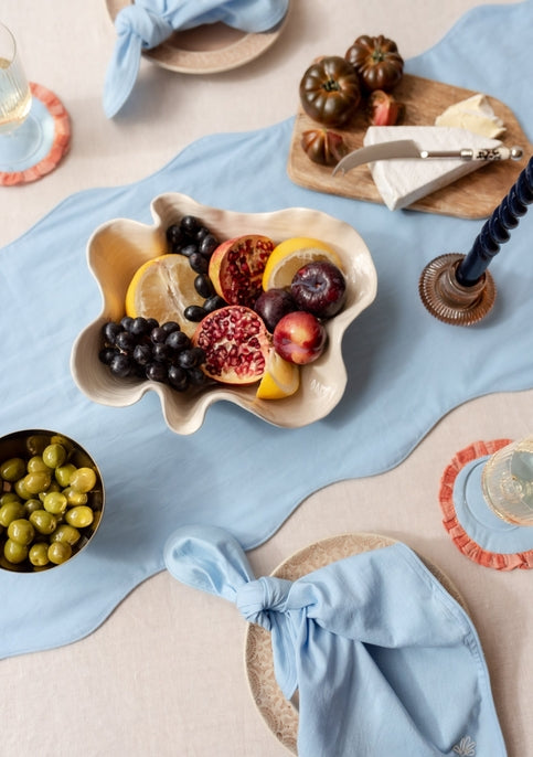 Cotton & Linen Table Runner in Blue