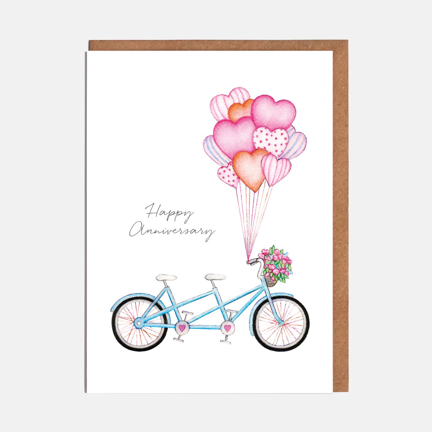 Tandem & Hearts Anniversary Card - 'Happy Anniversary'