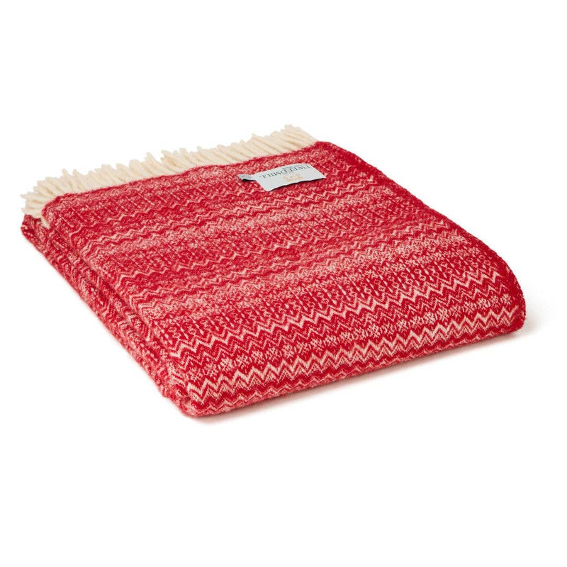 Fair Isle Pure New Wool Throw ~ Red