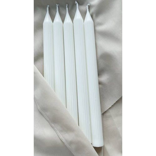 White Ribbed Long Candles