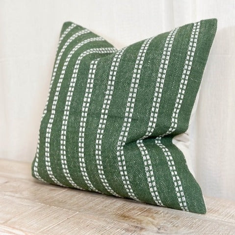 Green with Cream Stitching Cushion Cover