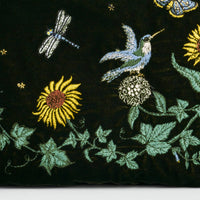 Fable England - Sunflower Green Velvet Embroidered Pouch