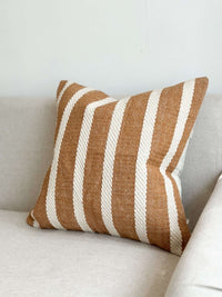 Rust & Cream Stripe – Luxe Cotton Cushion Cover