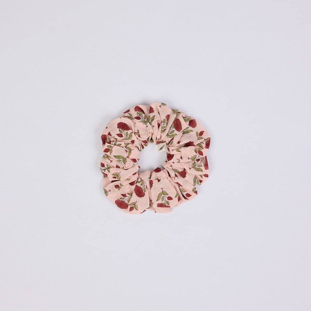 Block Printed Eye Mask & Scrunchie Set - Ditsy Floral Scarlet