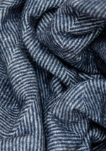 Recycled Wool Blanket in Navy Herringbone