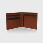 Pebble grain Leather Bifold Wallet - Tan / Green