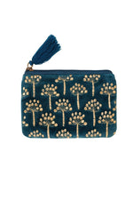 Velvet Thistle Pouch - in Teal and Gold