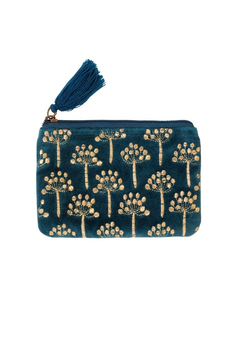 Velvet Thistle Pouch - in Teal and Gold