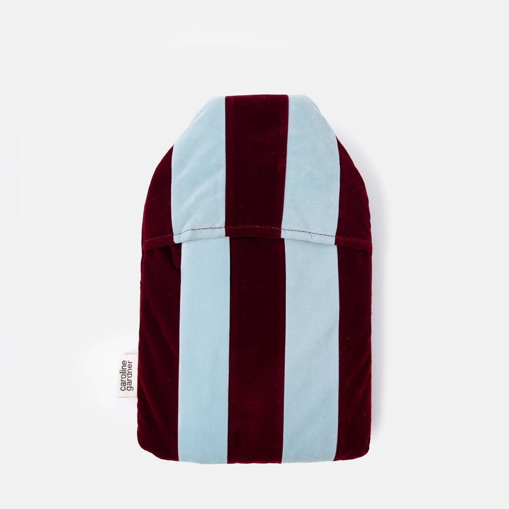 Blue/Wine Stripe Velvet Hot Water Bottle