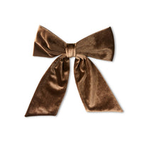 Brown velvet bow on a white background