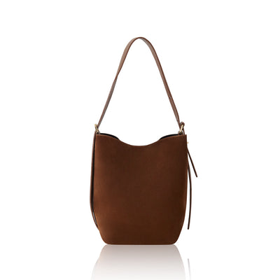 Italian Genuine Leather & Suede Bucket Shoulder Bag ~ in 3 Autumnal Colours