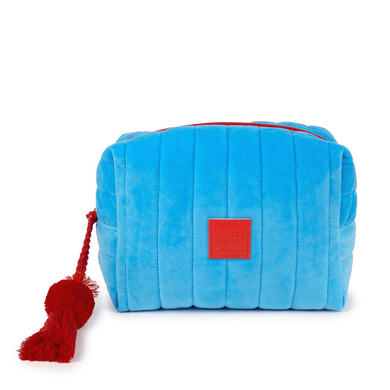 Velvet Cosmetic Case in Green or Blue