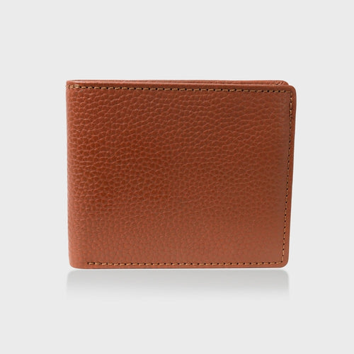 Pebble grain Leather Bifold Wallet - Tan / Green