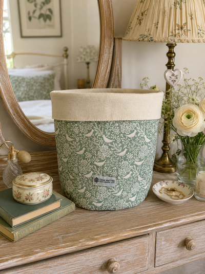 Bird and Branches Pot/Storage bags - Blue or Mint Green
