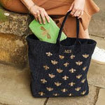 Honey Bee Black Velvet Tote Bag