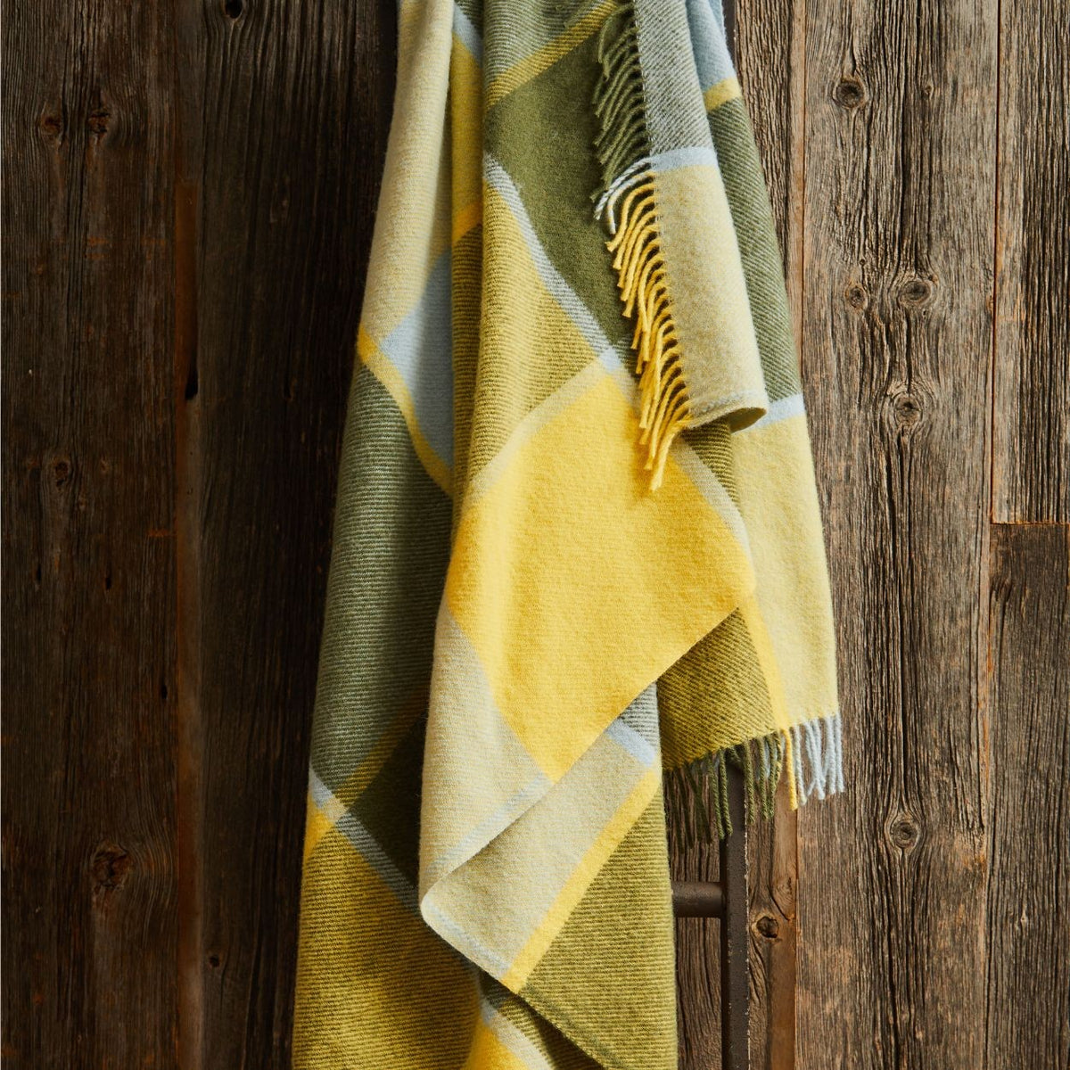 Block Check Pure New Wool Throw ~ Lemon