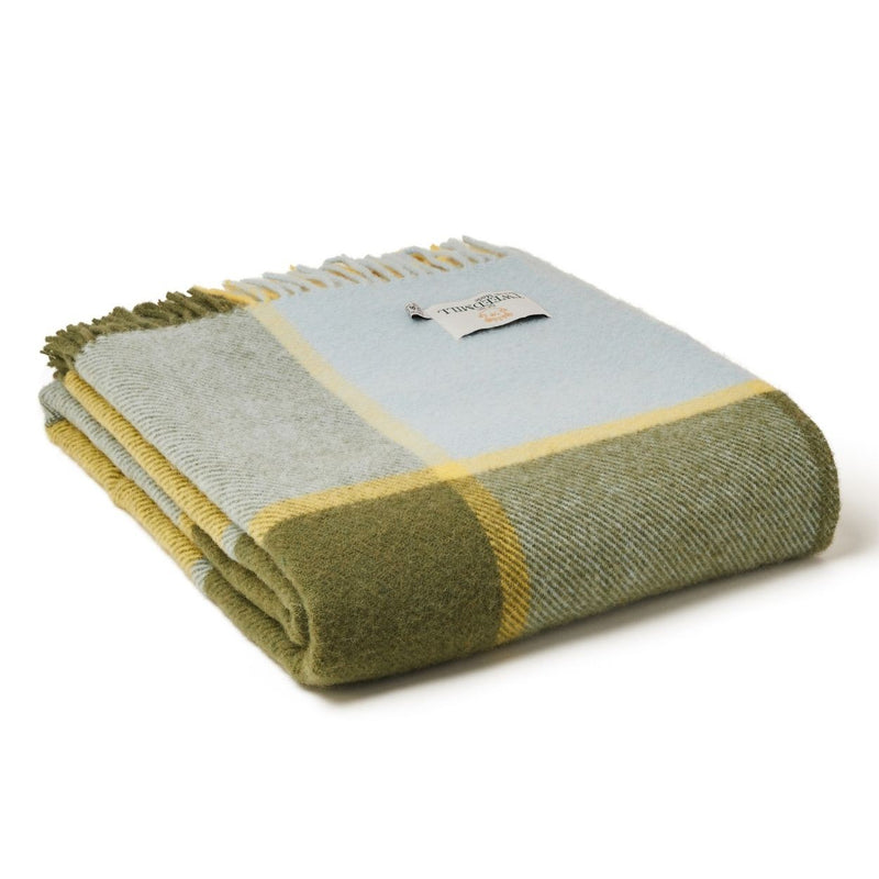 Block Check Pure New Wool Throw ~ Lemon