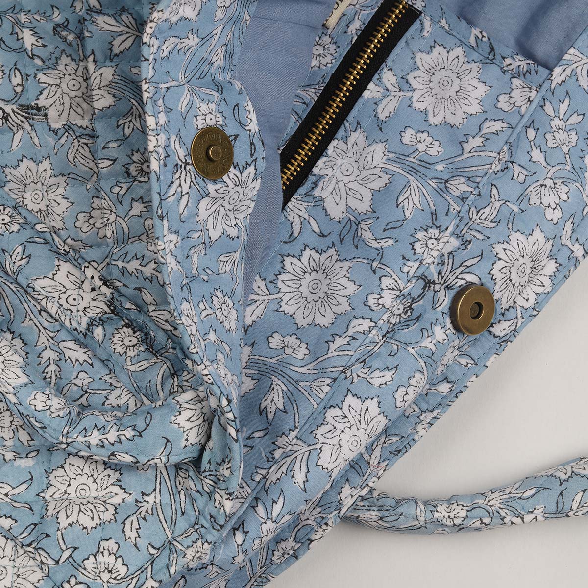 Blue Cotton Quilted Carry Bag