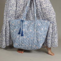 Blue Cotton Quilted Carry Bag