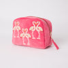 Flamingo Velvet Makeup Bag in the Pink