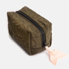 Khaki Quilted Flower Cube Cosmetic Bag