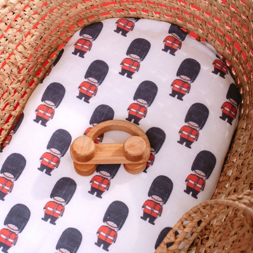 Muslin Swaddle Baby Blanket ~ London Themed Soldiers