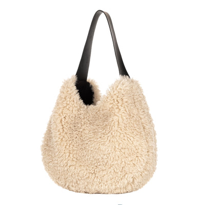 Faux Fur Slouch Bag ~ Taupe, Cream or Charcoal