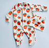 Organic Cotton Baby Sleepsuit in Cream "Strawberry"