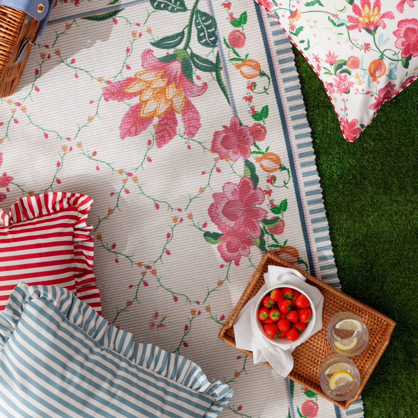 Millie Ruffle Striped Outdoor Cushion Cover