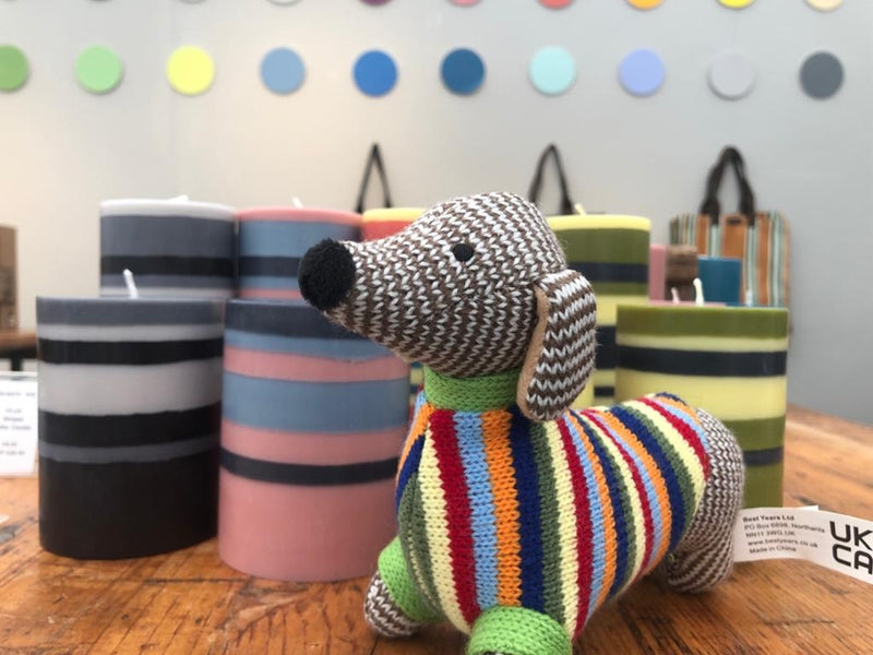 Knitted Sausage Dog Baby Rattle