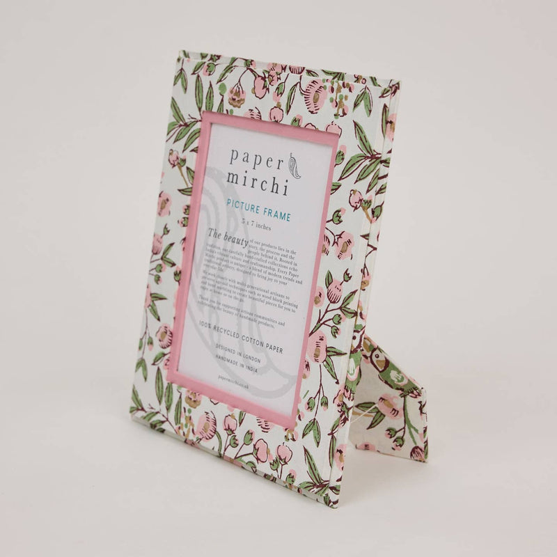 Block Printed Picture Frame (5x7) - Song Birds Blush