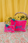 Velvet Love Pouch - Pink & Aqua