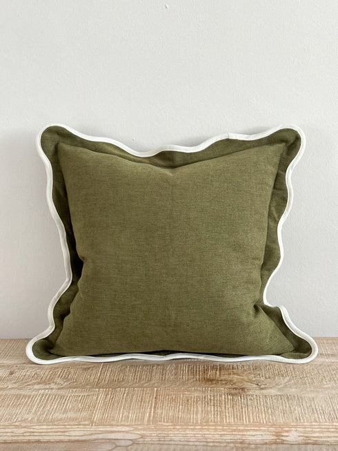 Chloe Olive Scalloped Cushion Cover