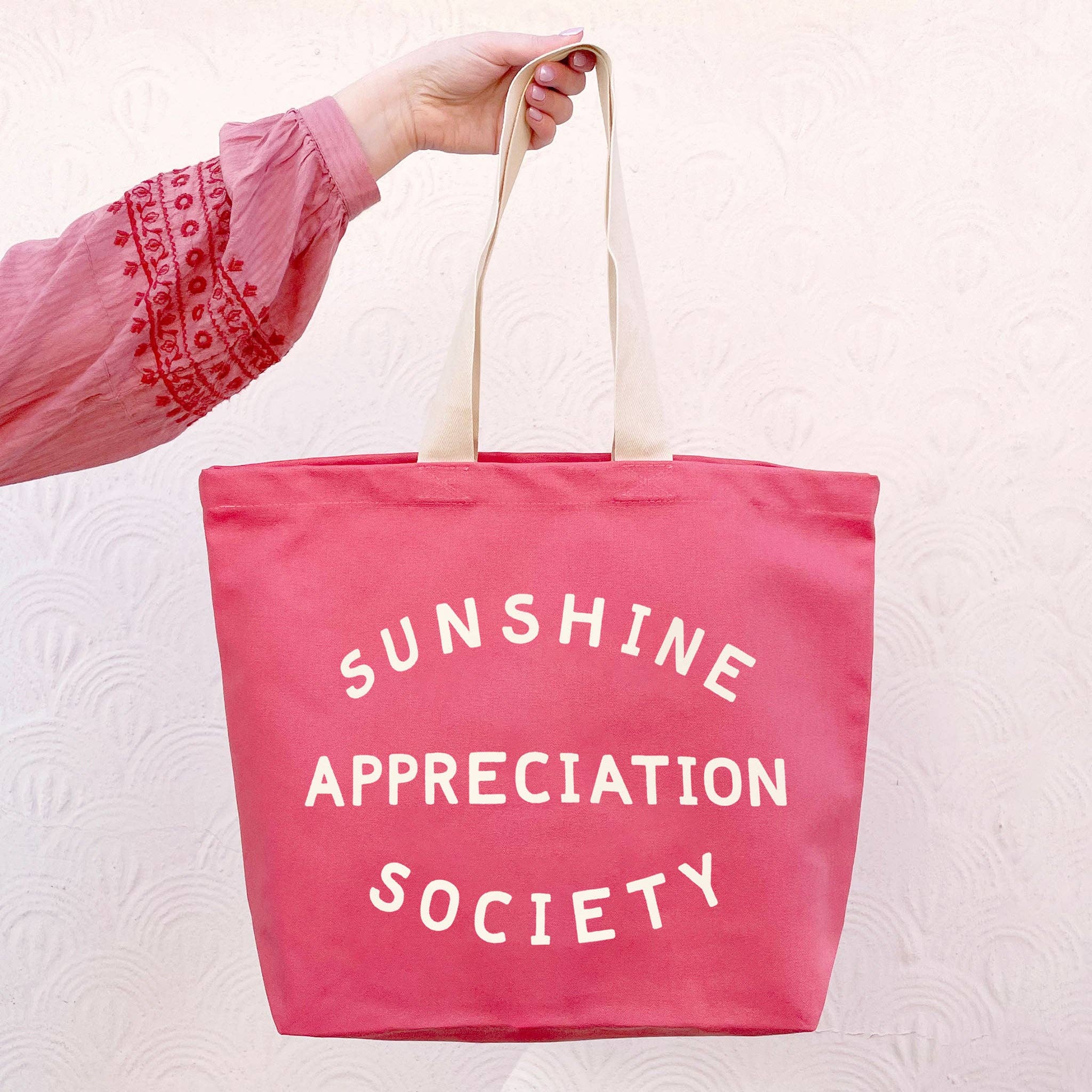 Sunshine Appreciation Society - Bright Pink Canvas Tote Bag
