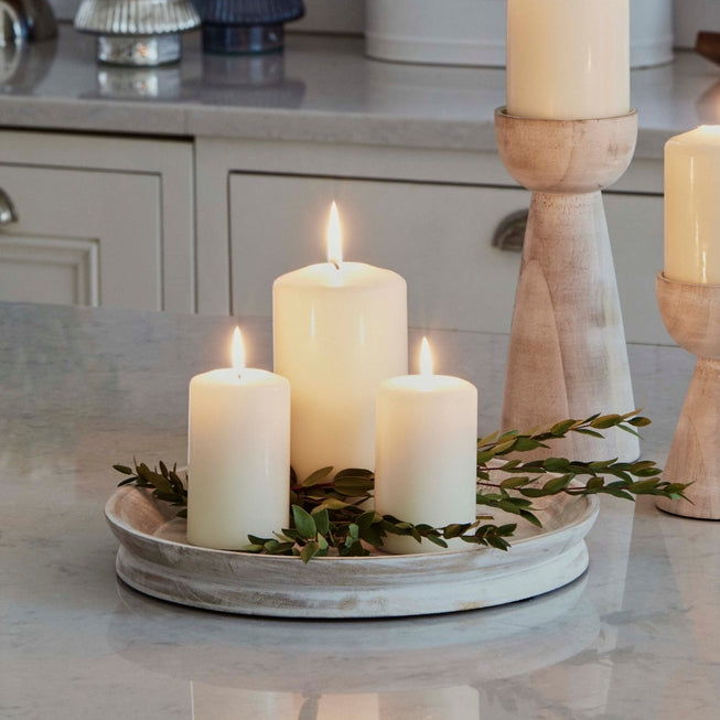 Padstow White Wash Wooden Candle Tray