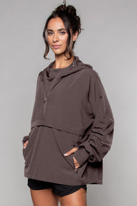 Lightweight Shell Track Oversized Jacket - in Blush and Clay