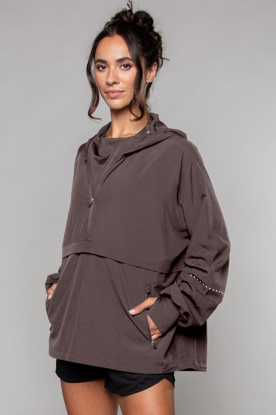 Lightweight Shell Track Oversized Jacket - in Blush and Clay