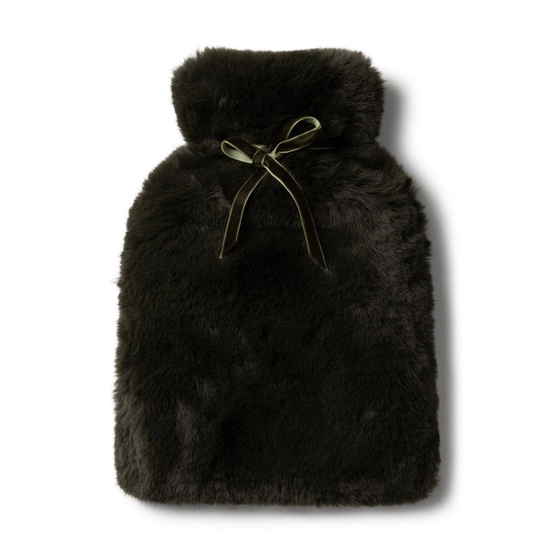 Teddy Faux Fur Hot Water Bottle - Dark Olive