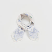 Bow & Floral Blue Square Scarf