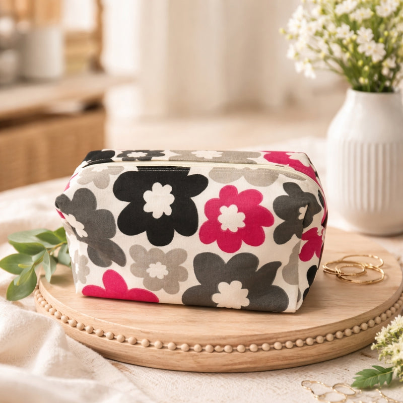 Handmade Bright Retro Floral Wash Bag
