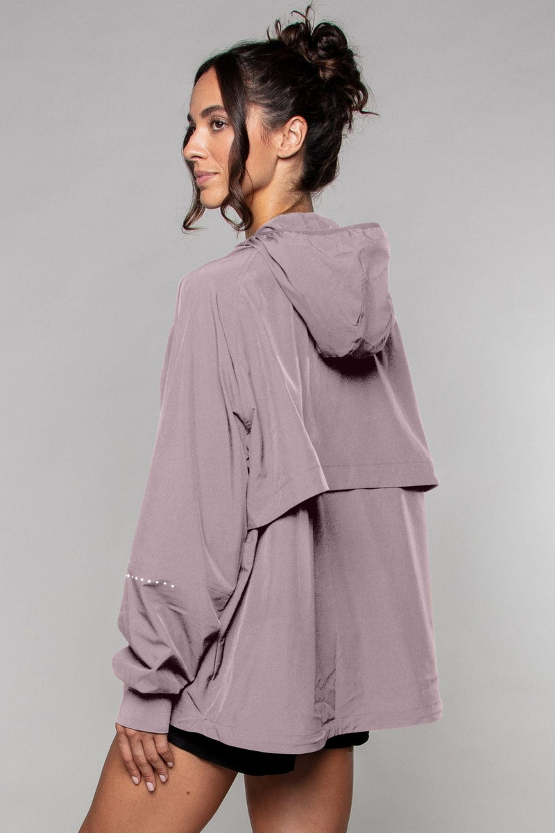 Lightweight Shell Track Oversized Jacket - in Blush and Clay