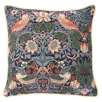William Morris Strawberry Thief Blue - Panelled Cushion Cover