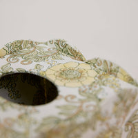 Block Printed Tissue Box - Trellis Indigo and  Wild Rose Buttercream