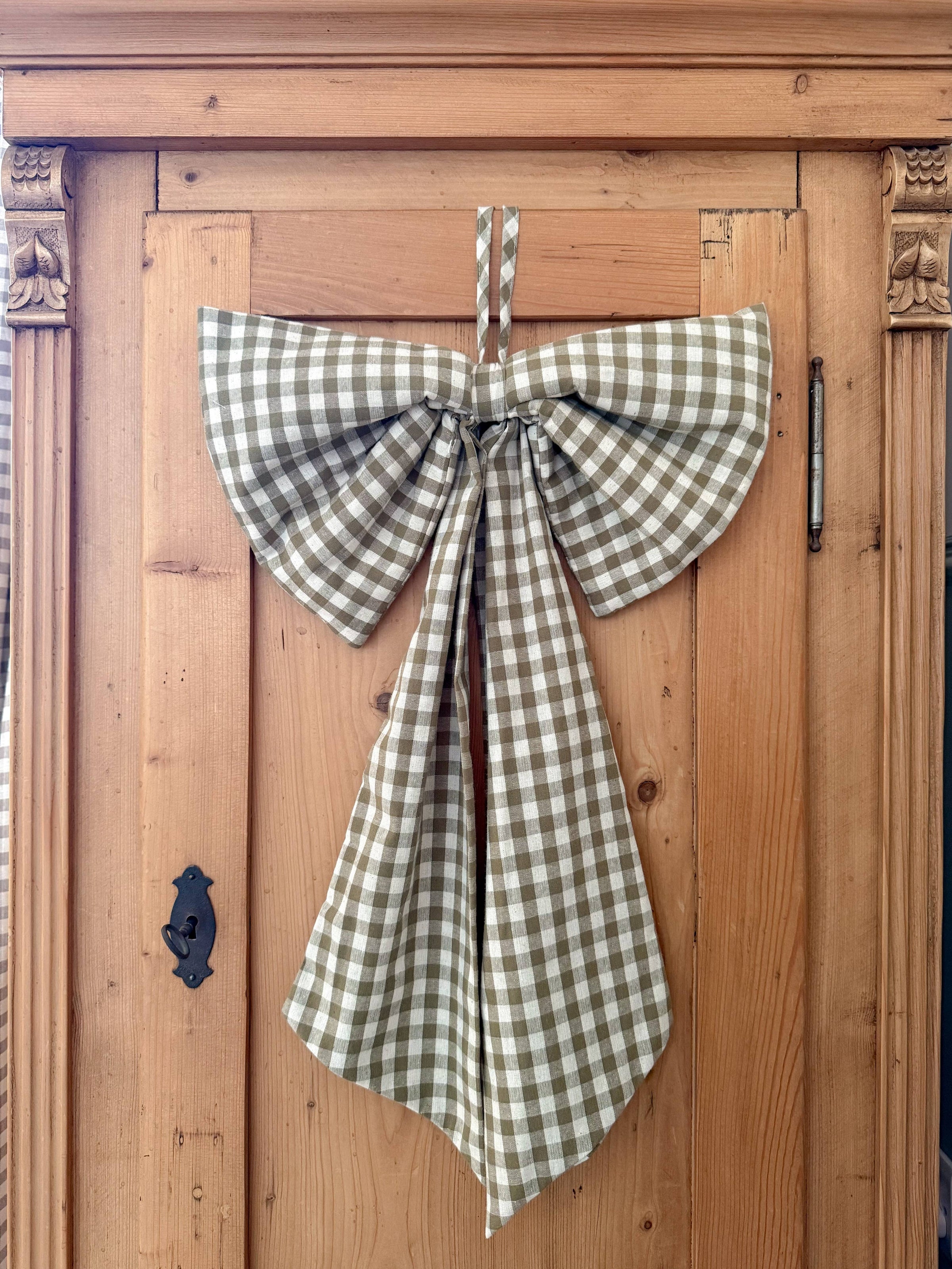 Farmhouse Green Gingham Oversized Bow