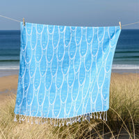 Fish Festival Beach Sheet – Aqua