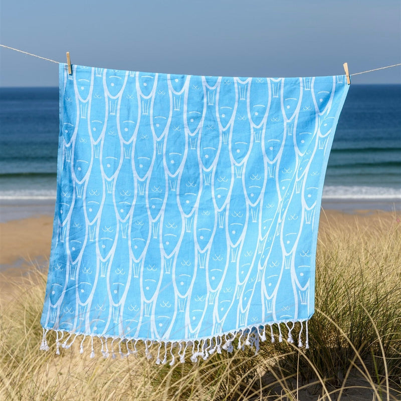 Fish Festival Beach Sheet – Aqua