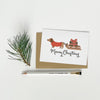 Dachshund Pulling A Sledge Merry Christmas Card Pack of 6