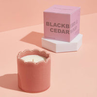 Contemporary Kiln Scalloped Pink Candle - Blackberry & Cedarwood
