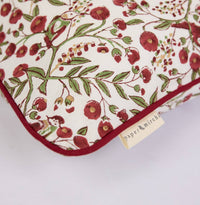 Block Printed Cushion Cover - Songbird Scarlet